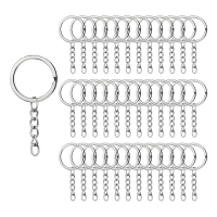 100 Argollas Para Llavero 30mm Con Cadena + Argolla Unión