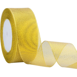 Cintas Organza Dorada 1,5 Cm Rollo 18 Metros